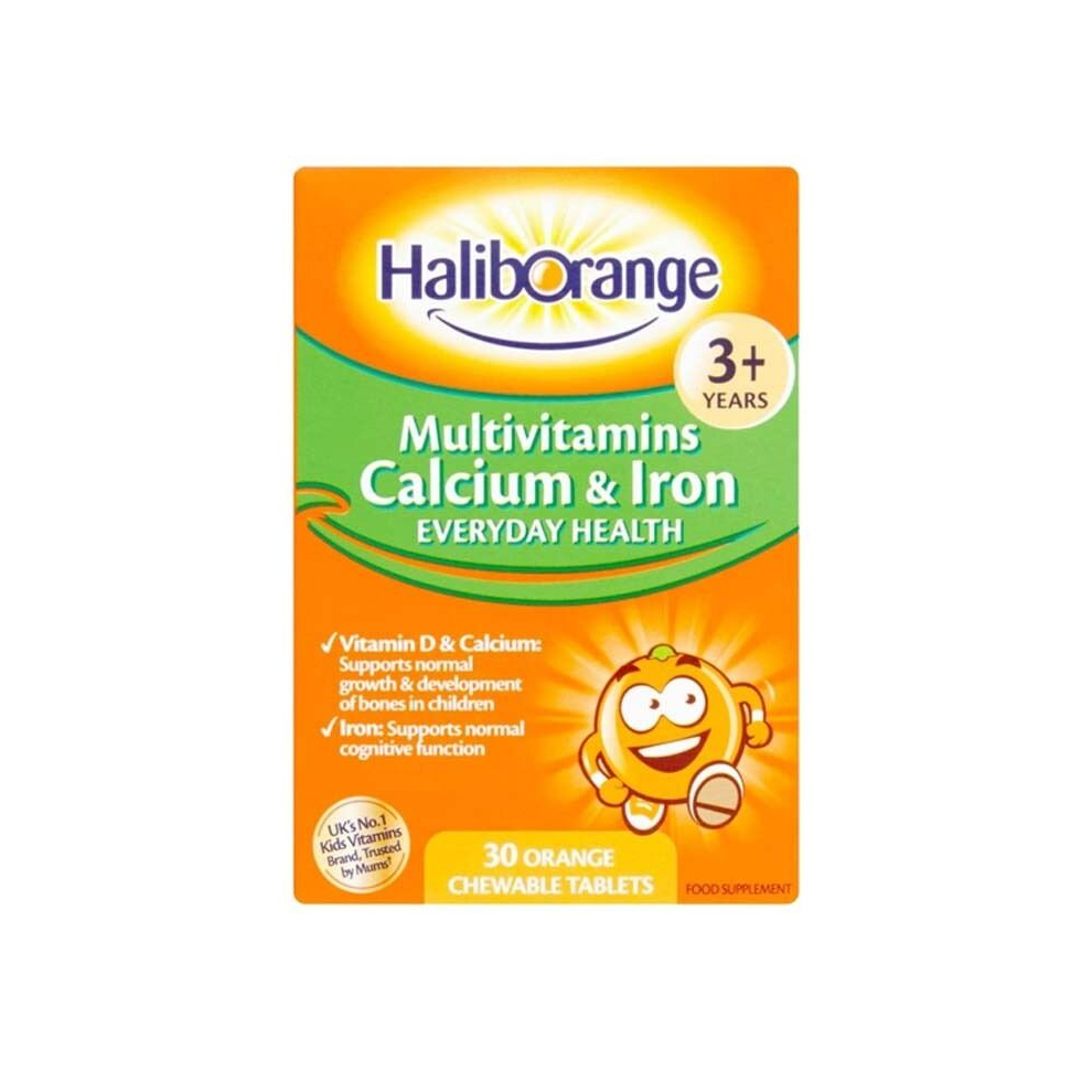 Haliborange Seven Seas Kids Multivitamins Calcium & Iron 30 Orange Flavour Chewable Tablets, Dietary Supplement