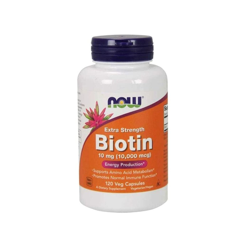 Now Supplements, Biotin 10 Mg (10,000 Mcg), Extra Strength, Energy Production, Dietary Supplement 120 Veg Capsules