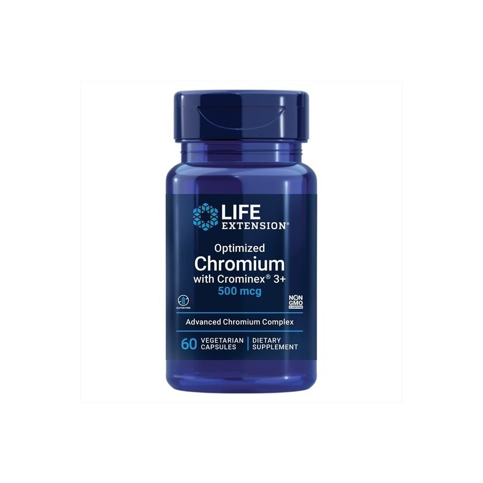 Optimized Chromium With Crominex 3+ 500 Mcg, Glucose And Cholesterol Management Supplement, 60 Capsules, Dietary Supplement