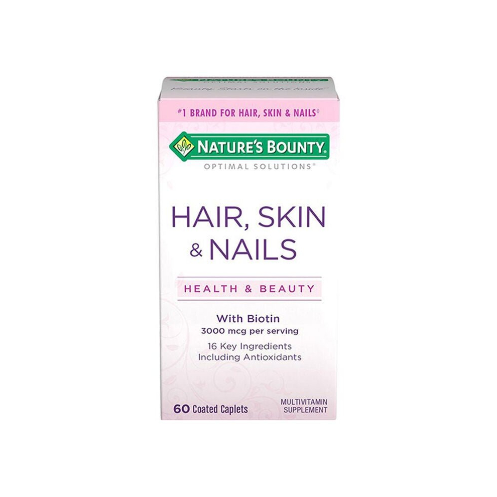 Nature'S Bounty Hair, Skin & Nails Formula, 3,000Mcg Biotin, Dietary Supplement 60 Coated Caplets