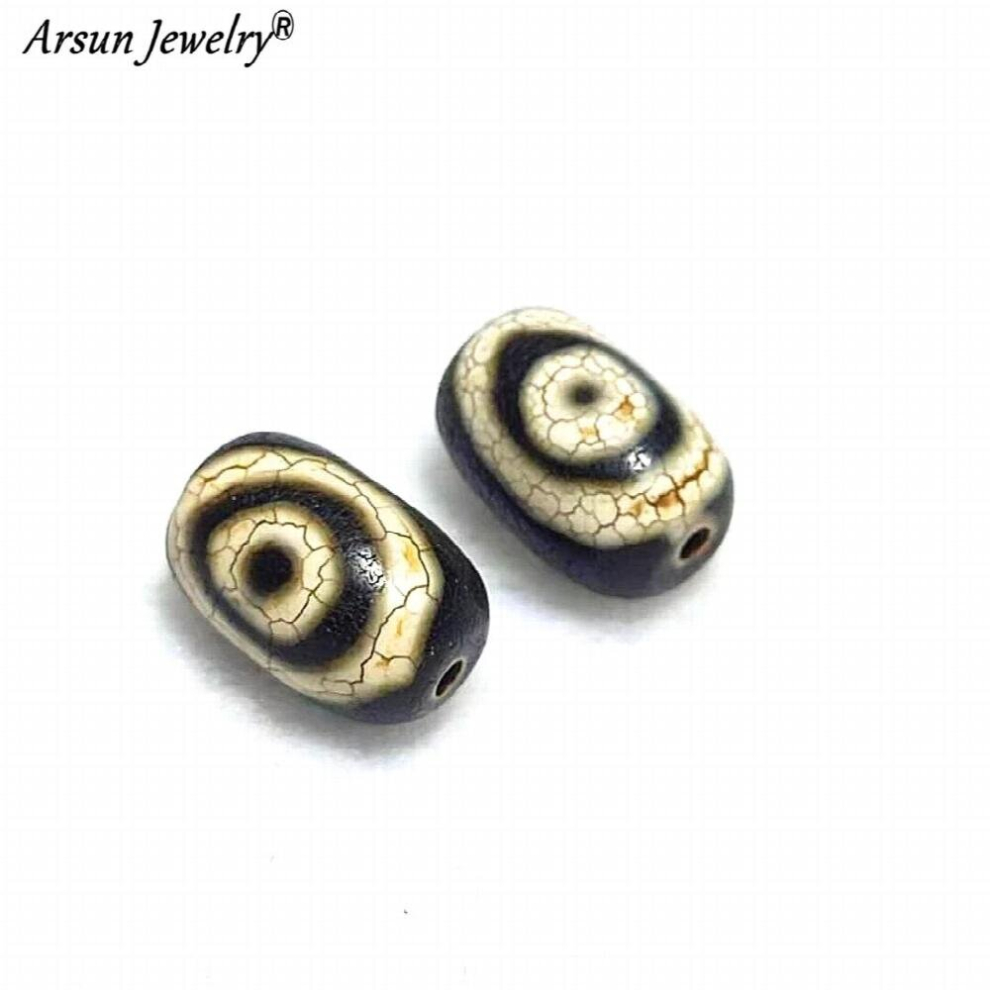 2pcs/iot 8*12mm Cylindrical Agate Beads Tibet Phoenix Eye Totem Old Black/White DZI Beads Amulet Jewelry DIY-image-OPC-PCTZRCC-NEW