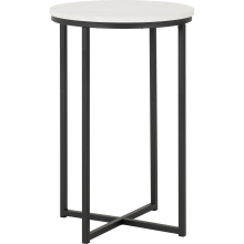 Dallas Round Side End Table Marble Effect and Black Metal Finish