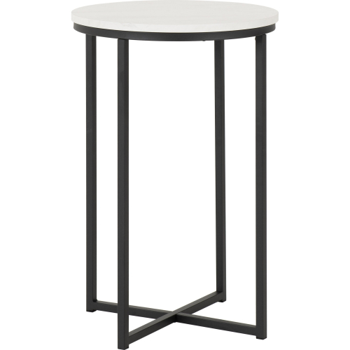 Seconique Dallas Round Side End Table Marble Effect and Black Metal Finish
