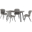 Seconique Quebec Wave Edge Dining Set 4 chairs Black Grain Grey Faux Leather 1