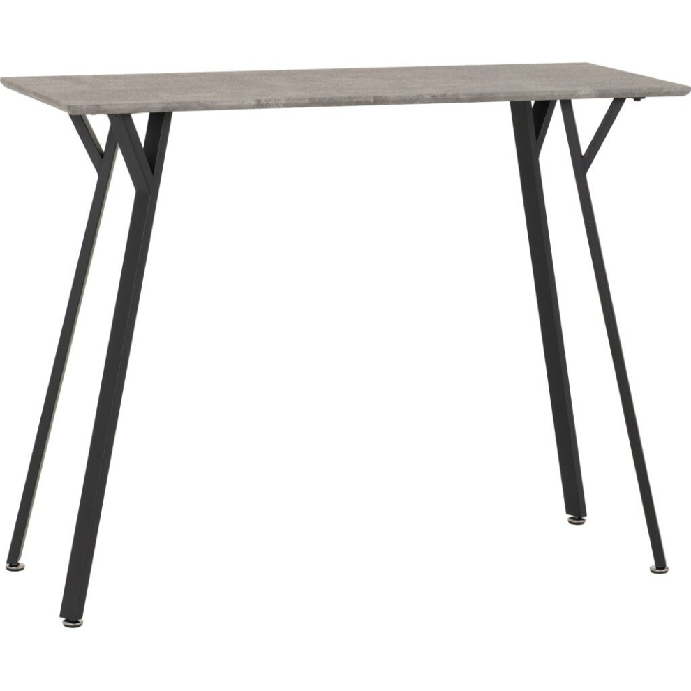 Quebec Bar Table in Grey Concrete Effect and Black Metal Legs