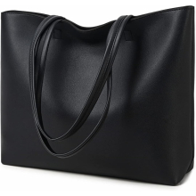 Ladies Tote Bags Simple PU Leather Top Handle Handbags Work School Shopping Bags for Women with Zip and Inner Pocket