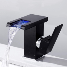 LED Waterfall Bathroom Faucet, Black