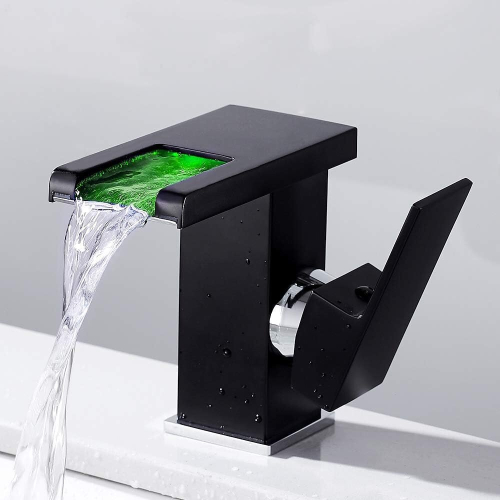 LED Waterfall Bathroom Faucet, Black 1