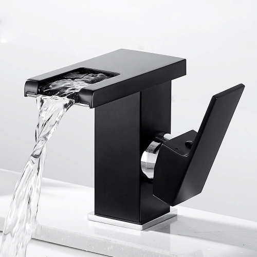 LED Waterfall Bathroom Faucet, Black 2