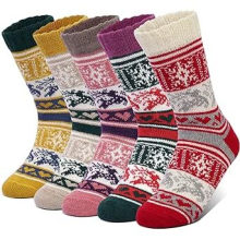 5 Pairs of Winter Socks for Women Girl Thick Winter Warm Socks Cozy Wool Vintage Style Socks Thermal Women's Christmas Gift