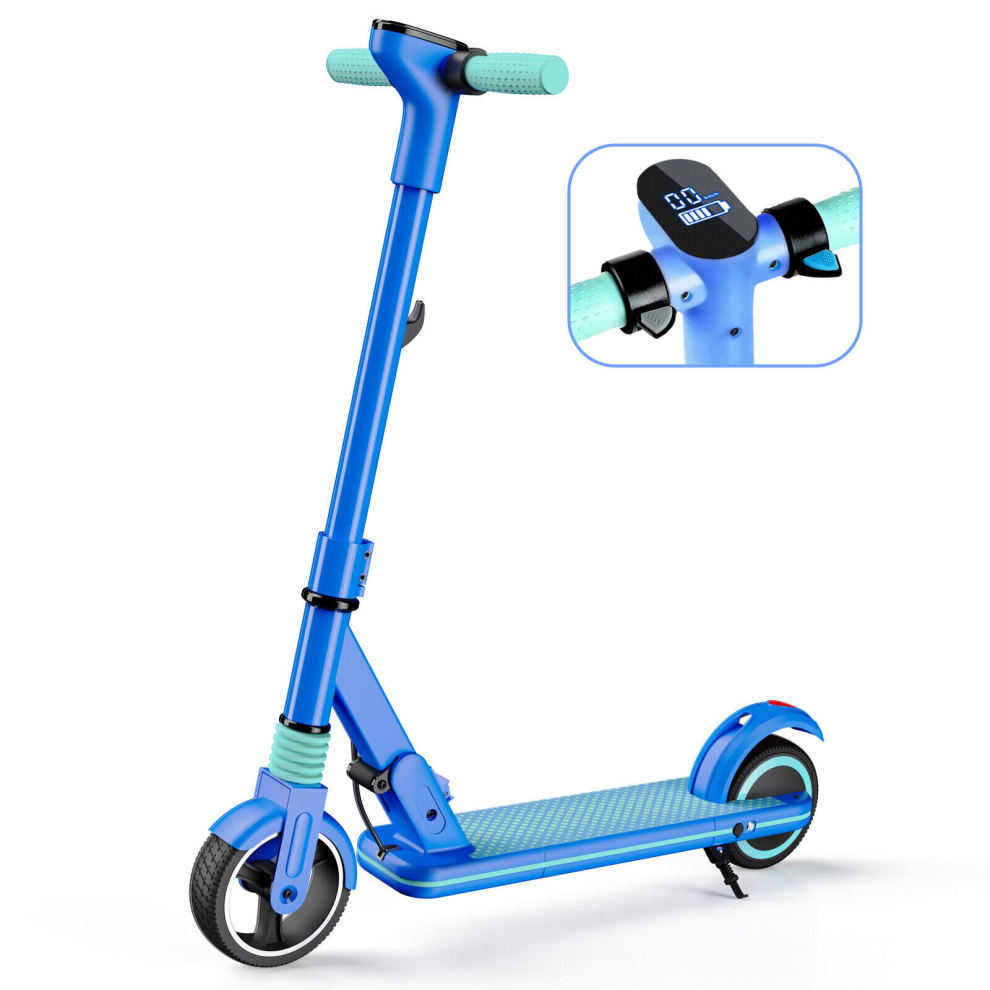 (Blue) Electric Scooter for Kids and Teens, Folding E Scooter, 8KM,130W, LED Display,14km/h,2 Brakes