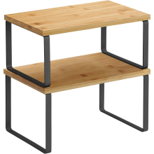Garden Store Direct Black and Natural Storage Shelves Set of 2