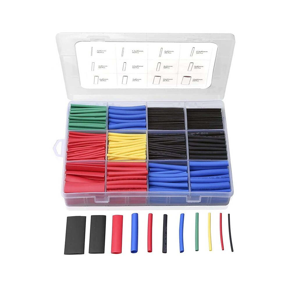 560PCS Heat Shrink Tubing, Electrical Wire Cable Wrap Assortment Electric Insulation Heat Shrink Tube Kit with Box