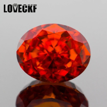 Red Oval Crushed Ice Cut Cubic Zirconia High Carbon Lab Diamond CZ 4K Cut 5A+ for Jewelry Making