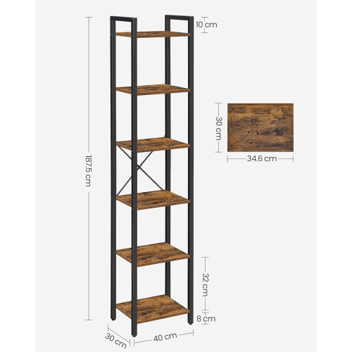 Garden Store Direct Garden Store Direct 6 Tier Rustic Brown Bookcase 1