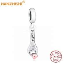 925 Sterling Silver Engrave Dad Son Grandad Wrench Dangle Charms Fit Bracelet Necklace Jewelry Berloque