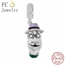 Jewelry Fit Pan Charms Bracelet 925 Sterling Silver Man With Purple Enamel Hat Bead For Making Women Berloque