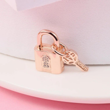 Gift Fits Europe Bracelet 925 Sterling Silver Padlock and Key Dangle Charm Woman DIY Beads for Jewelry Making