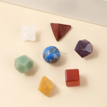Natural Carved Stone 7 Chakra Healing Crystal Sacred Geometric Platonic Solids Merkaba Star Set For Meditation Jewelry Bead