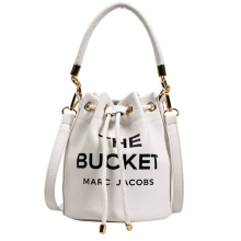 (White) Bucket Handbag Women Leather Drawstring Shoulder Crossbody Bag Daily Travel Gift