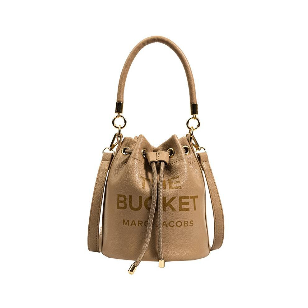 (Khaki) Bucket Handbag Women Leather Drawstring Shoulder Crossbody Bag Daily Travel Gift