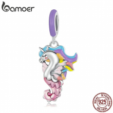 925 Sterling Oxidized Silver Seahorse Pendant Fit Female Bracelet & Bangle Bead for Girls Birthday DIY Making