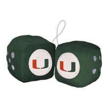 3 in. NCAA Miami Hurricanes Fuzzy Dice