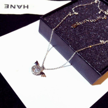 Hot 14k Real Bright Cubic Zirconia Necklace High Temperament Pendant Jewelry Girl Gift