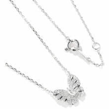 Hot 925%Fit Sterling Silver Delicate Butterfly Zircon Pendant Necklace Ladies Girls Festive Birthday