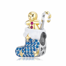 Creative Gift Socks Beads Christmas Series 925 Silver Beads Necklace Bracelet diy Accessories