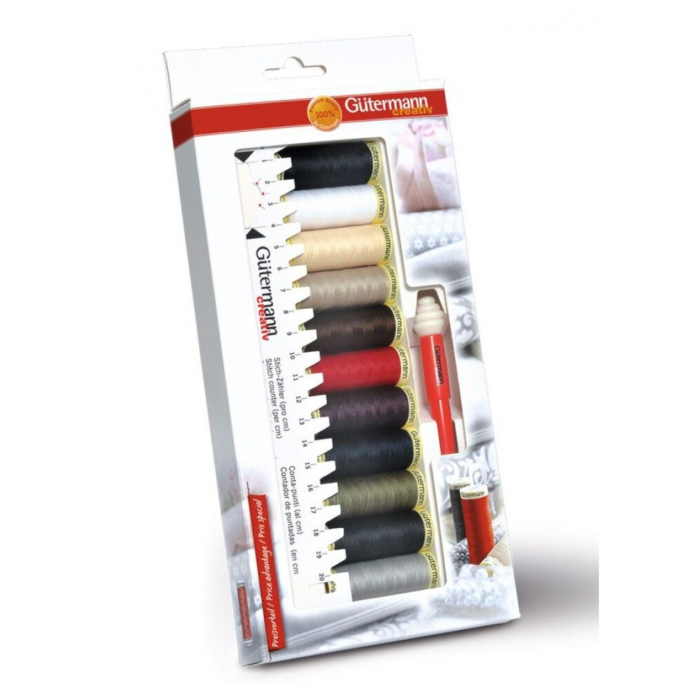 Gutermann Sew All Thread Set with Seam Gauge Multicoloured - per pack