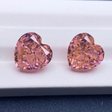 Ruif Padparadscha Heart Shape Crushed Ice Cut Cubic Zirconia 12x12mm High Carbon CZ Gemstone for Jewelry Making