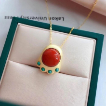 Three-dimensional southern red tourmaline small paw pendant ladies necklace retro palace childlike jewelry