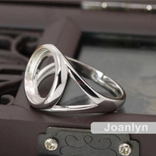 Ring Setting for 12mm Round Cabochons Plated 925 Silver Adjustable Band Ring Blank JZ026
