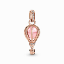 Summer 925 Sterling Silver Sparkling Pink Hot Air Balloon Dangle Charms Fits Europe Bracelet Beads for Jewelry Making