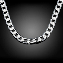 Low 925 Sterling Silver Jewelry Wide Flat Men Necklace 8mm Wide Side Casual Silver Men Necklace Accessories X03