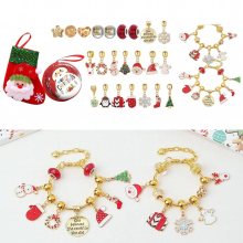 Christmas Beaded Bracelet Kit DIY Craft Snowflake Chains Jewelry Making Beads Ornament Gift Charms Pendants for Girls Women Teen