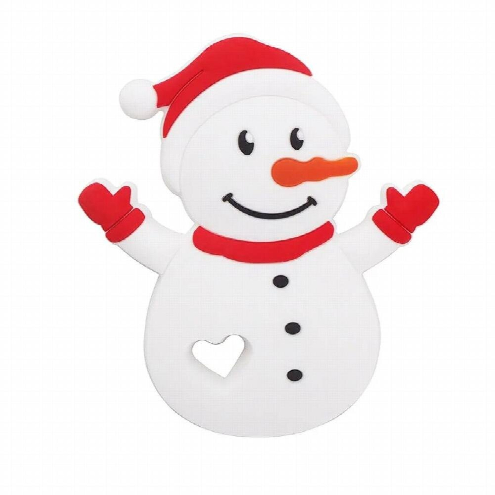Chenkai 5PCS Silicone Snowman Teether Baby Cartoon Teether For DIY Baby Nursing Chewing Teether Chain Pendant Necklace Toy
