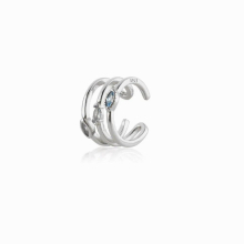 925 Sterling Silver Three Ovals Ear Cuff Earring Earcuff Piercing No Clips Jewelry Gift For Women