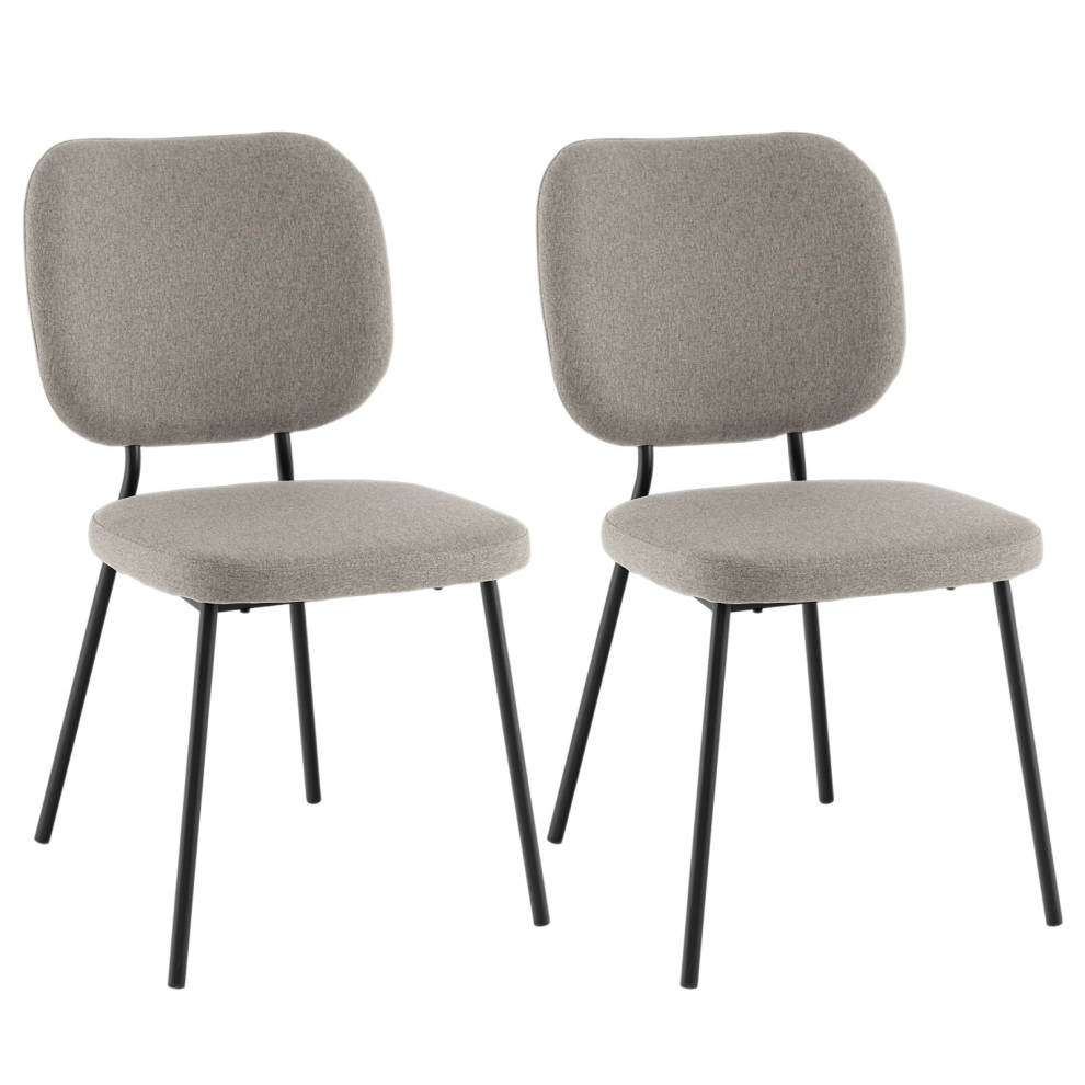 Set of 2 Dining Chairs Padded Linen chair Curved Back Side Chair