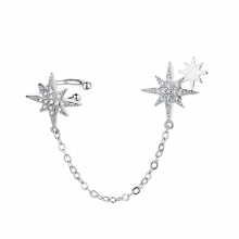 A Girl 1 PCS Zircon Ear Cuff Clip Earrings For Women Wedding Jewelry Romantic Snowflower Earcuff