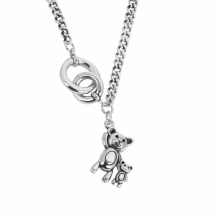 QUEENKISS NC673 Fine Jewelry Lady Girl Birthday Wedding Gift Bear 925 Sterling Silver Pendant Necklace