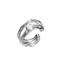 F.I.N.S 1PC Opal 100% S925 Sterling Silver Ear Clip without Pierced Double-Layer Hollow Irregular Earcuff Pendientes Plata 925