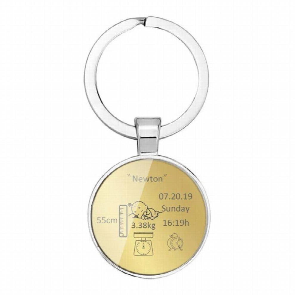 Round Baby Keychain Personalized Name Date Of Birth Weight Time Height For Newborn Commemorate Llavero Personalizado Key Ring