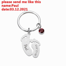 Newborn Baby State Keychain Personalized Gift First Father Mother Babies Name and Date Birthstone Keyring