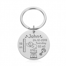 Baby Birth State Keychain Gift for First Fathers Mommy Gift Newborn Baby Key Pendant Women Men Jewerly Keyring