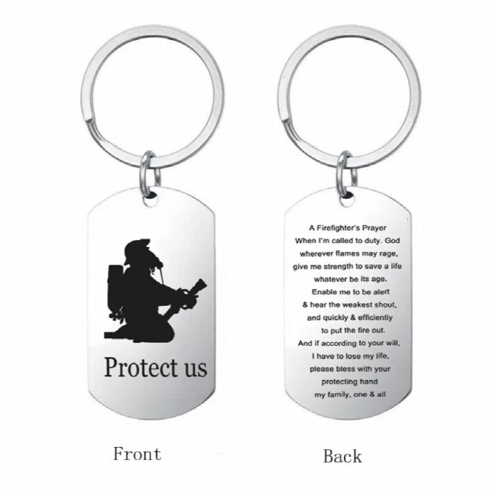 Customize Firefighter Dog Tag Keychain Personalized Engraving Name Telephone Address Key Rings Gift For Dad Or Mom And 885668573659