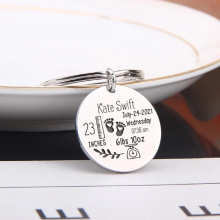 Baby Statistics Name Height Weight Data...New Baby Stainless Steel Material Novice Mom Dad Keychain