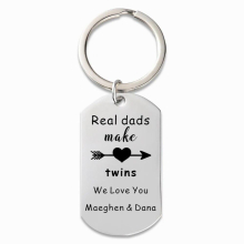 Personalized Twin Dad Keychain - Real Dads Make Twins Gift - Daddy Gift -Gift for Papa - Name Key Chain Private