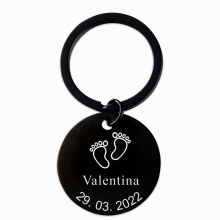 Personalized Name Baby Round Key Chain Date of Birth for Newborn Commemorate Baby Keyring Mom Gift Key Accessories